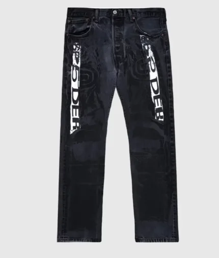 Sp5der Moto White Logo ‘Vintage Black’ Jeans